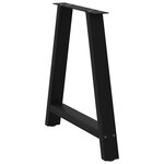 vidaXL Pieds de table à manger en forme de A  2 pièces  noir  70 x (72-73) cm  acier