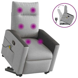 vidaXL Fauteuil de massage inclinable gris nuage tissu