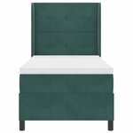 vidaXL Lit à Ressorts avec Matelas LED Vert foncé 90 x 190 cm Velours