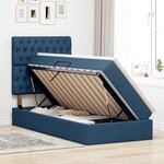 vidaXL Lit de rangement LED avec matelas Bleu 90 x 200 cm Tissu