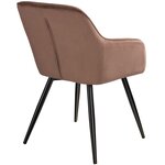 Lot de 4 chaises pieds noir siège de salon cuisine salle à manger design élégant velours marron 08_0000078