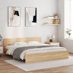 vidaXL Cadre de lit avec tête de lit chêne sonoma 200x200 cm
