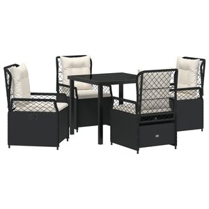 vidaXL Ensemble de salle à manger de jardin 5 pièces Rattan poly noir