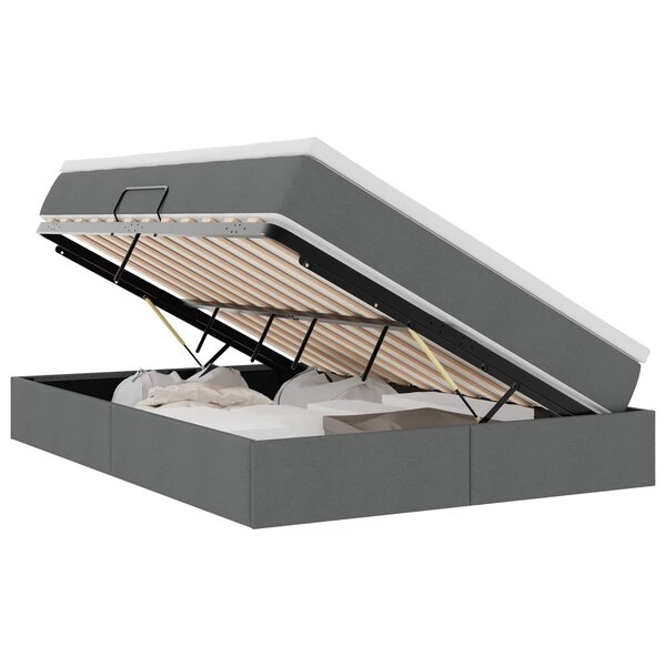 vidaXL Lit avec rangement et matelas Gris foncé 140 x 190 cm Polyester