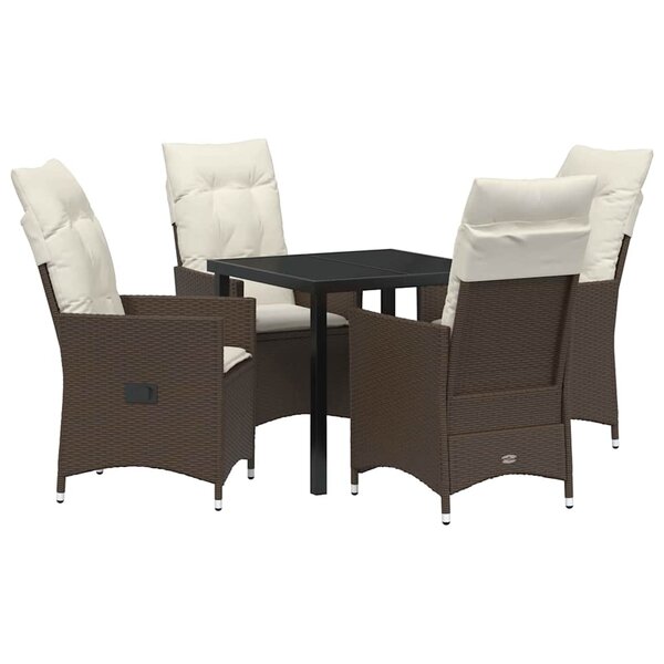 vidaXL Ensemble de salle à manger pour jardin 5 Pièces Marron Poly rotin