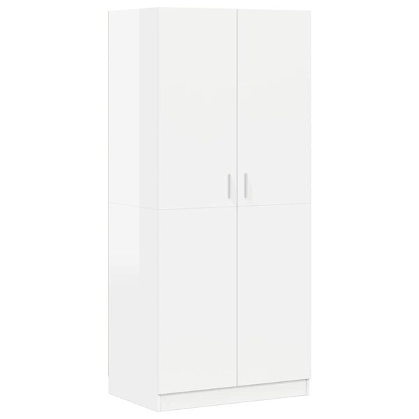 vidaXL Garde-robe Blanc brillant 80x52x180 cm Bois d’ingénierie