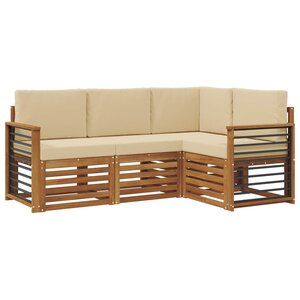 vidaXL Ensembles de canapés avec coussin 4 Pièces Naturel et Beige