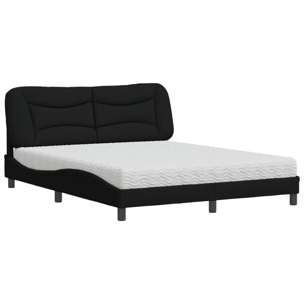 vidaXL Lit avec matelas Hvar noir 160x200 cm tissu