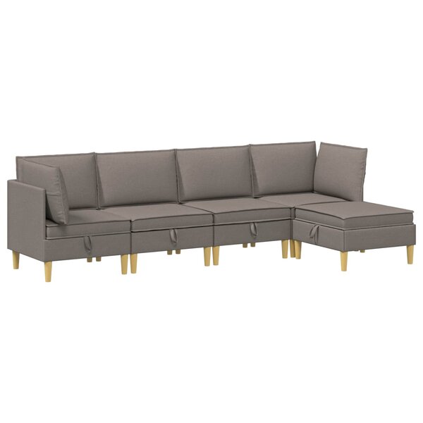 vidaXL Canapé modulaire avec rangement 5 Pièces Taupe Tissu