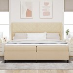 vidaXL Lit à ressorts avec matelas Crème 200 x 200 cm tissu