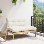vidaXL Unité de canapé du milieu Acacia Clair et Blanc Crème