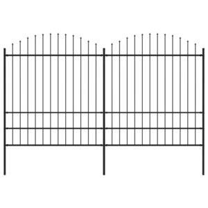 vidaXL Clôture de jardin à dessus en lance Acier (1 75-2)x3 4 m Noir