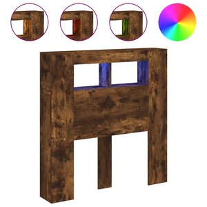 vidaXL Tête de lit à LED chêne fumé 100x18 5x103 5cm bois d'ingénierie