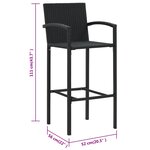 vidaXL Tabourets de bar lot de 4 noir résine tressée