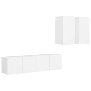 vidaXL Ensemble de meubles TV 4 Pièces Blanc Bois d'ingénierie