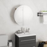 vidaXL Armoire de salle de bain miroir rond et LED Chêne 40x40x17 5 cm