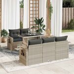 vidaXL Salon de jardin 6 Pièces avec coussins gris clair résine tressée