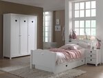 AMORI Lit simple + Lit gigogne  + Chevet + Armoire 3 portes