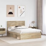 vidaXL Cadre de lit avec tête de lit Sonoma 140 x 200 cm Pin massif