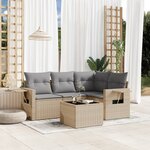vidaXL Salon de jardin avec coussins 5 Pièces beige résine tressée