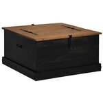 vidaXL Coffre de rangement HALDEN noir 91x91x47 cm bois massif pin