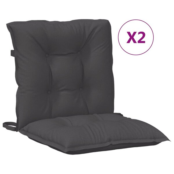 vidaXL Coussins de chaise à dossier bas lot de 2 anthracite mélangé