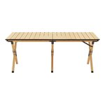 Set de table et 4 chaises de camping tissu Oxford 600D effet bois beige 03_0010694