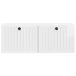 vidaXL Meuble TV mural Montage mural Blanc brillant 78 5 x 31 x 30 cm
