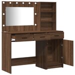 Ensemble de coiffeuse 2 pièces vidaXL avec LED en bois d'ingénierie chêne noir
