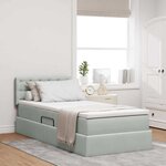 vidaXL Lit de Rangement avec matelas Gris clair 90 x 200 cm Velours