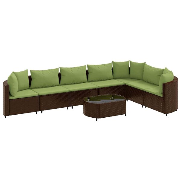 vidaXL Salon de jardin 8 Pièces avec coussins marron résine tressée