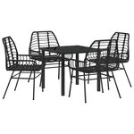 vidaXL Ensemble de salle à manger pour jardin 5 Pièces Noir polyrotin
