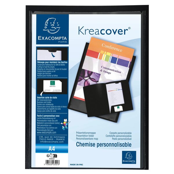 Chemise De Présentation Polypropylène Souple Krea Cover - A4 - Noir - Exacompta