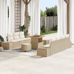 vidaXL Canapé de jardin 10 pièces avec coussins Beige Poly Rattan