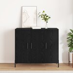vidaXL Buffet en chêne noir 90x34x80 cm en bois d'ingénierie