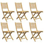 vidaXL Chaises pliables de jardin lot de 6 43x54x88 cm bambou