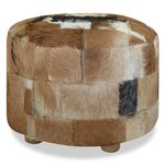 vidaXL Pouf Cuir véritable Rond 50 x 50 x 45 cm