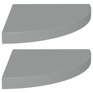 vidaXL Étagères d'angle flottantes 2 Pièces gris 35x35x3 8 cm MDF