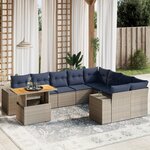 vidaXL Salon de jardin 10 Pièces avec coussins gris résine tressée