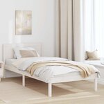 vidaXL Cadre de Lit Blanc en Pin Blanc Bois de pin massif Simple