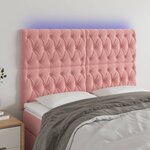 vidaXL Tête de lit à LED Rose 144x7x118/128 cm Velours