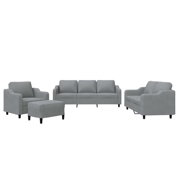 vidaXL Ensemble de canapés 4 Pièces avec coussins Gris clair Tissu