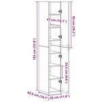 vidaXL Meuble vieux bois 30x42.5x185 cm Bois d'ingénierie