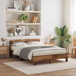 vidaXL Cadre de lit Bois ancien 140 x 190 cm Bois d'ingénierie