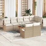vidaXL Ensemble de canapé de jardin 9 Pièces Beige  blanc
