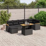 vidaXL Salon de jardin 8 Pièces avec coussins noir résine tressée