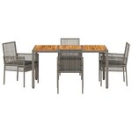 vidaXL Ensemble de salle à manger de jardin 5 pièces avec coussins gris en poly rotin