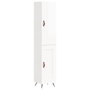 vidaXL Buffet haut Blanc brillant 34 5x34x180 cm Bois d'ingénierie