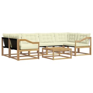 vidaXL Ensemble de canapés d'extérieur 7 Pièces Blanc et crème