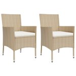 vidaXL Ensemble de bistro de jardin 3 Pièces coussins beige poly rotin